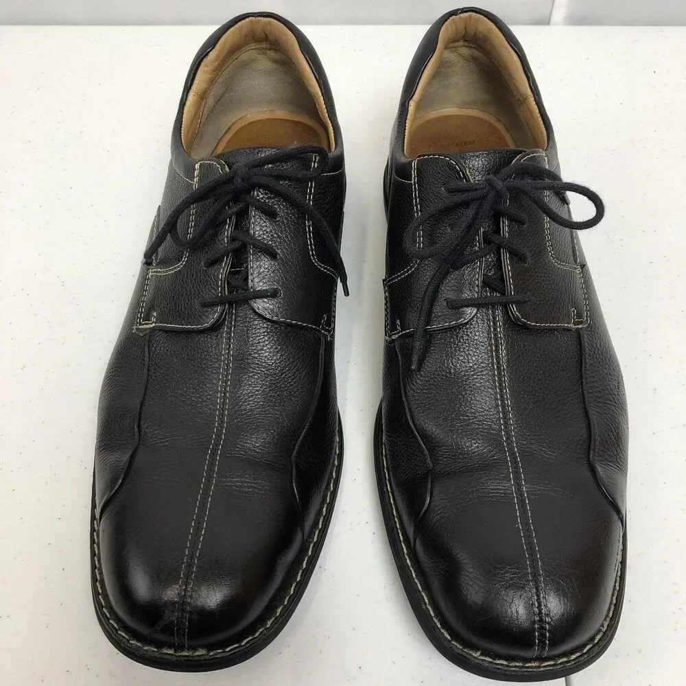 Johnston & Murphy Mens 13 M Black Comfort Shuler Bike Toe Oxford Shoes 207222